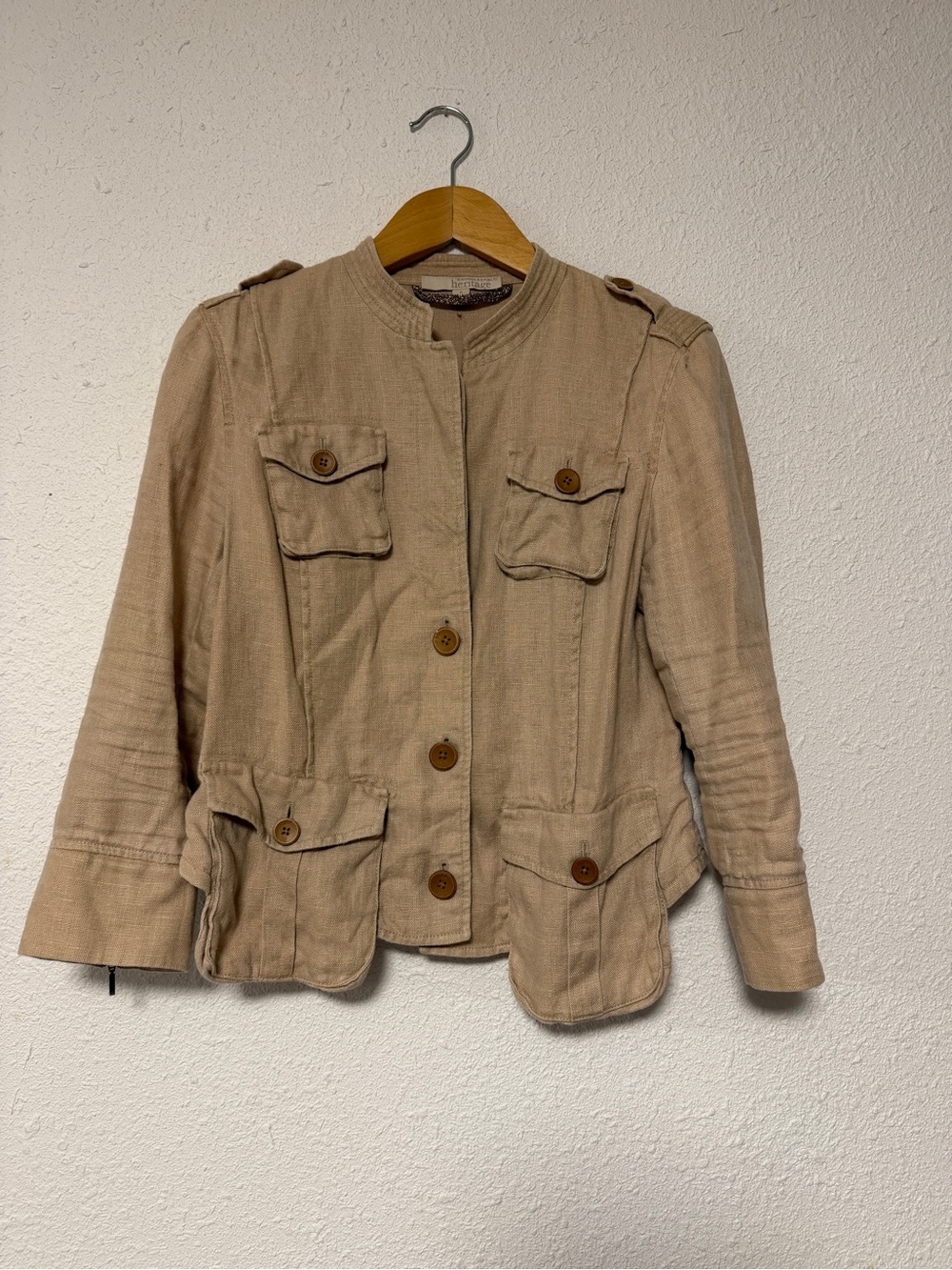 Banana Republic Heritage Flax Tan Utility Button-Front Jacket size 8